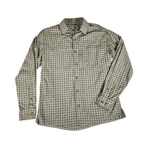 LL Bean Mens Small Green Plaid Nylon Hiking Fishing Shirt Ventilated OCWY5